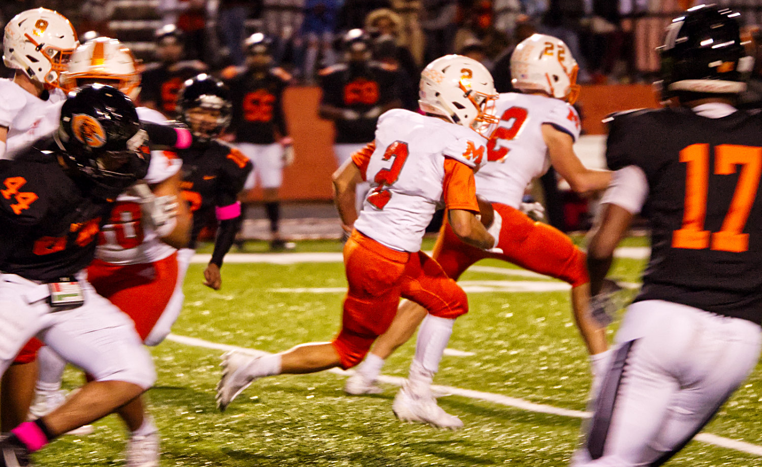 Dalton Rodgers (2) dashes through the Bears' defense Friday in Gladewater.
